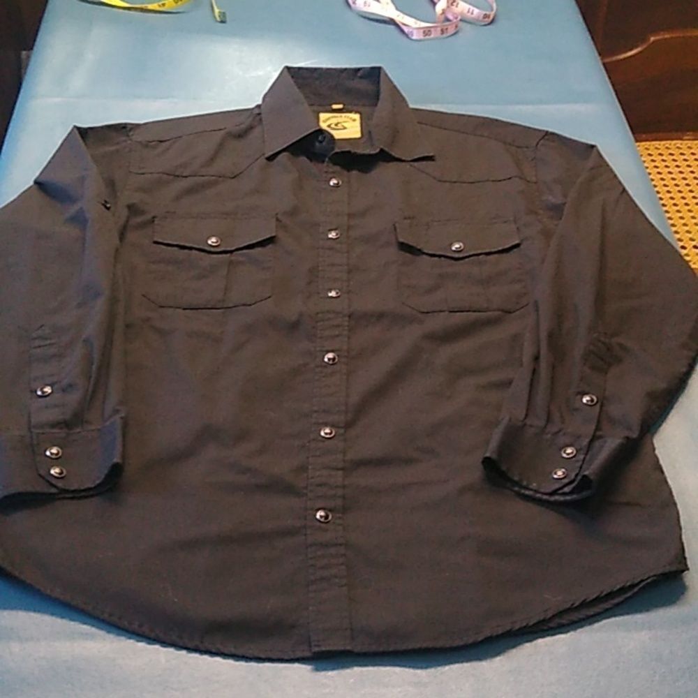 Coevals Club Men's L Black Snap Long Sleeve Front pockets Shirt